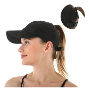 Solhatt för kvinnor, Baseballkeps med hästsvans för kvinnor, Snabbtorkande sommarhatt, Ventilerande mesh, Korsad hatt, Solhatt för utomhussporter, Svart