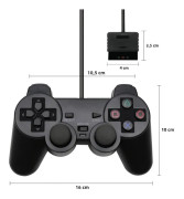 Trådbunden Gamepad-handkontroll för PS2-konsol med dubbel vibration och joystick