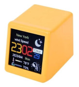 Smart utomhushygrometersensor, väderplattformstyp, LED LCD, digital, WiFi, elektronisk klocka - Gul [B698]