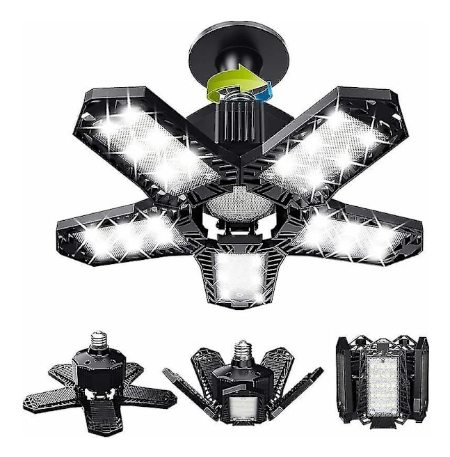 Garage LED-ljusset - 120W - 12000lm - Verkstadslampa - Deformerbara taklampor - E26/E27 paneler - 1 Lampa
