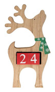Jul Adventskalender med Flyttbar Nummerblock Jultomte Älg Snögubbe Nedräkningskalender Julbordskylt Skrivbordsdekoration Ornament C
