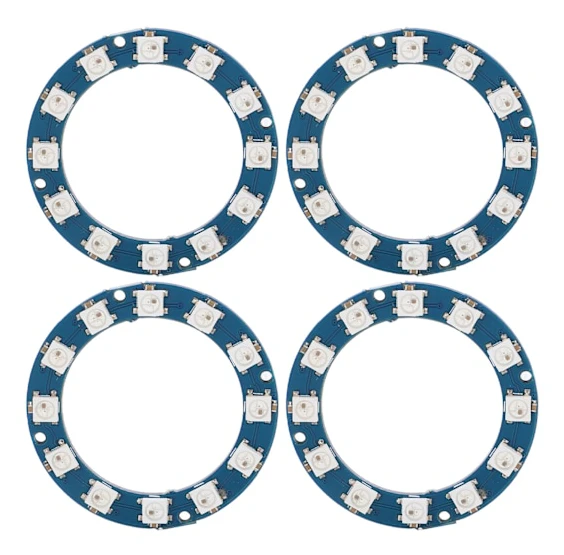 4ST WS2812 5050 RGB LED Ring Panel 12 Bit Smart Fullfärg Hög Ljusstyrka Rund Lampa 5V