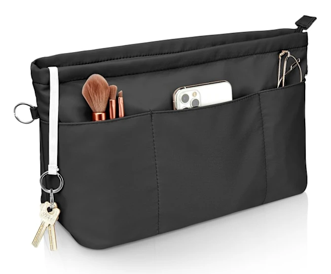 Betoors handväska organizer, fickorganisator nylon vattentät fickorganisator för shoppingväskor, död väska organizer med nyckelring och svart M