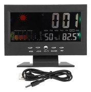 Multifunktionell Digital Termometer Hygrometer Bordsklocka Kalender Temperatur Luftfuktighetsmätare