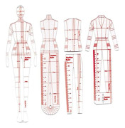 4 st Fashion Illustration Mallar Linjaler Fashion Sketching Linjal Sömnad Humanoid Mönster Design Kläder Mätlinjaler Papper Utkast Ritningar B