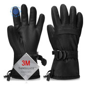 Skidhandskar, Varmaste Vattentäta och Andningsbara Snöhandskar för Kallt Väder, Passar Både Män och Kvinnor, för Utomhusbruk för Föräldrar och Barn Full Black XXL(For men XXL Size)