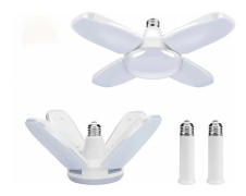 2-pack LED-garagelampa, 60 W E27 6000 K Deformerbar verkstadslampa med 4 justerbara paneler LED-taklampa för garage, verkstad, lager, källare,