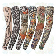 6 st Fashion Nylon Falska Tillfälliga Tatueringsärmar Armstrumpor Halloween Tatuering Mjuk för Män Kvinnor