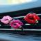 Car Air Outlet Aromaterapi Clip Rhinestone Red Lips Clips ROSE Rose red