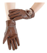 Genuine Sheepskin Leather Gloves For Women, Winter Warm Cashmer