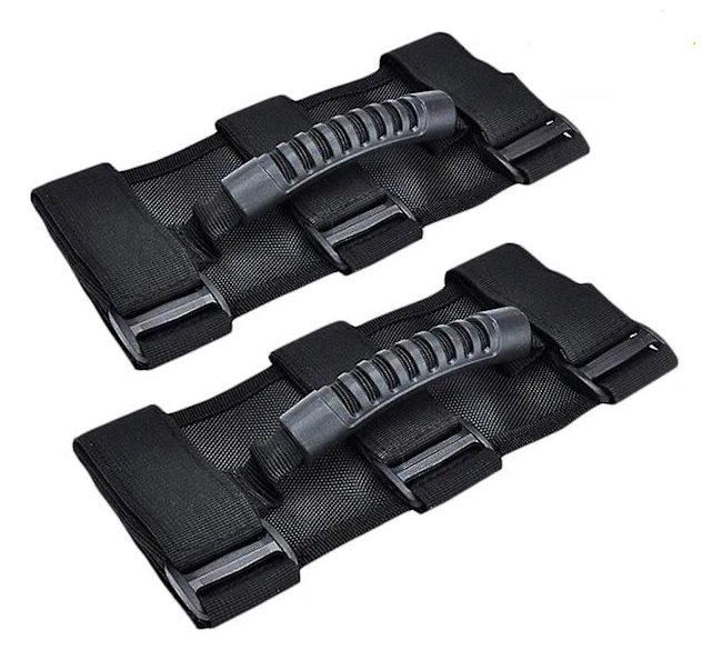 2-pack handtagssats kompatibel med Jeep Wrangler TJ YJ JK, enkel att montera 3-remmar design för modeller 1987-2022 (svart)