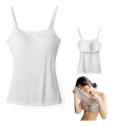 2-i-1 Dam Basic Sömlös Camisole Enfärgad Spaghettiband Slim Fit Bomull, Justerbara Spaghettiband Linne med Inbyggd BH White 3XL