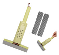 Bärbar Mini Mopp med 3 Mopphuvuden Svampmopp Hands Free Handtvättbar Snurrfunktion för Bänkskiva Kök och Badrum