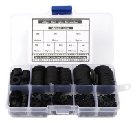 480 st Svarta Nylonbrickor Packning Platt Kombinationssats M2 M10 Hårdvarutillbehör