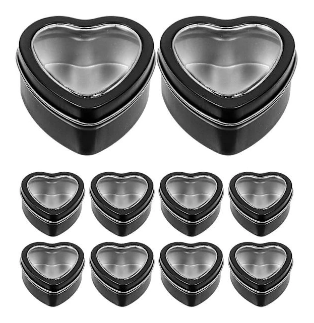 10 st Alla hjärtans dag festgåvor Chokladaskar Portabla godisaskar Kakförpackningsbehållare Black 6x5.9cm