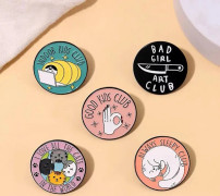 Always Sleeping Club Enamel?Pins?Custom?Fun Good Kids Bad Girl Art Brooches?Lapel?Badges?Cats Jewelry?Gift?for?Kids?Friends