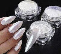 Spegel Nagelpulver Pigment Pärla Vit Gnidning På Nail art Glitter Dust Krom Aurora Blå Manikyr Holografiska dekorationer TrzyZY03 Blå
