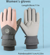 Höst- och vinterhandskar för kvinnor, fashionabel design med pekskärmskompatibilitet, förtjockade fodrade vindtäta köldtåliga varma handskar, Out (LGL) Women's Gray Pink