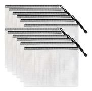 12 st Dragkedja Filpåse A4 Mesh Brädspel Förvaring PVC Kontorsmaterial (34CMx24CM)[D]