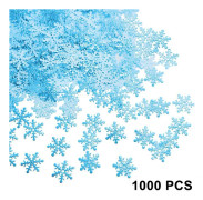 1000pcs Glitter Snowflake Ornaments Christmas Hanging Decorations Blue