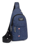 Herr Bärbar Mode Sport Slungväska Man Bröstväska Multi Zip Fack Blue