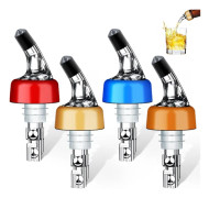 Automatisk flaskhällare - Snabb Spirit Measure Hällare för drycker, vin, cocktails och hemmabarer - 1 oz/30 ml (Blandade färger, 4-pack)