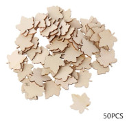 50 st Trä Lönnlöv Tomma Träskivor Knappar Hantverk Scrapbooking Dekoration