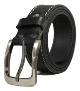 Svart 35mm jeansbälte i kalvläder 115 cm