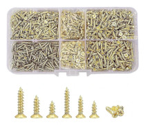 Små Skruvar M2 M2.5 Självgängande Skruv Sortimentslåda Platt Huvud Kryss Träskruvar Guld Mikro Fästelement Skruvset (6mm/8mm/10mm) 1200st - Yvan