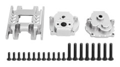 Växellådshus och Bassats Aluminiumlegering Lågt Ljud RC Växellådshus för Traxxas TRX4M 1/18 Silver