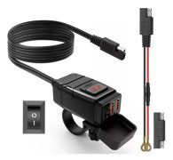 Motorcykel USB Laddare QC3.0 Styre Snabb Laddning Vattentät 12V Socket Adapter