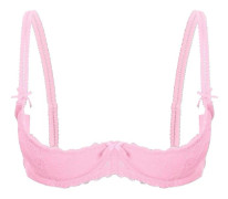 Dam 1/2 Kupa Push Up Bygel Spets BH Underkläder Öppen Kupa BH Toppar Justerbar Rem Svampvadderad Behå Underkläder-WELLNGS Pink A XXL