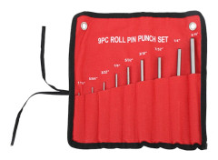 9 st Roll Pin Punch Set Härdat stål Ta bort Pin Punch Tool med röd förvaringspåse för klocka Reparation Smycken Craft
