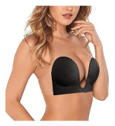 Axelbandslös klibbig push-up bh rygglös självhäftande osynlig Black C
