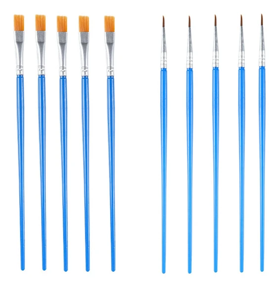 Flat brushes - Small brush - Detail painting - Acrylic Oil Watercolor - Artistic painting - Flat brush - Suitable for children and students (Blue -...