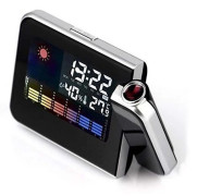 LCD Digital LED-projektor Projektionsväderstationskalender S Black