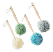 4-pack Stor Badpuff Loofah Svamp Med Långt Handtag Dusch Loofah, Bad Kroppsryggborste, Spaborste För Kvinnor Och Män (4 Färger)