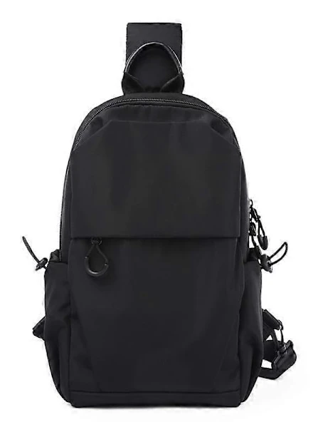 Small Black Sling Crossbody Backpack Shoulder Bag for Men Women, Lightweight Single Strap Backpack Sling Bag Backpack for Hiking Walking Cycling Travel C