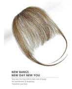Hårklämma med lugg, äkta hår, clip-on lugg, främre lugg, luftig lugg, Remy clip-in lugg, hårförlängningar för kvinnor, överraskningspresent Light Brown