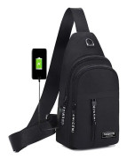 1st Bröstväska Messenger Bag SVART-USB SVART-USB black-USB