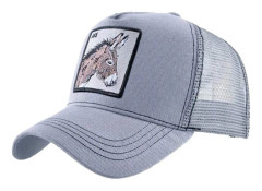 Unisex Animal Mesh Trucker Hat Snapback Broderad Patch Baseball Caps, LV-GY