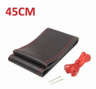 Läder 42/45/47/50 CM Buss Lastbil Bil Ratt Skydd Kompatibel med VOLVO FH FM B enz IVECO FIAT SCANIA DAF MAN DEUTZ RENAULT-Perfet BLACK Red 45CM