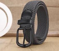 Herrbälte, elastiskt vävt bälte, flätat bälte, elastiskt vävt bälte, vävda elastiska bälten för män Black Grey 120 cm