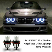 1 par 8000k vita LED Angel Eye Marker Halo-lampor för E39 E53 E60 E63 E64 E66 E87 5 6