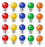 Set med 20 Färgade LED-lampor B22 Bajonettlampor 2w Röd, Gul, Orange - JA
