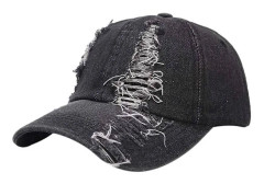 Veeki Unisex Ripped Distressed Denim Baseball Cap Trucker Hat Justerbar