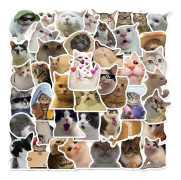 50 st kattklistermärken, kattmeme-klistermärken för barn, tonåringar och vuxna, vinyl