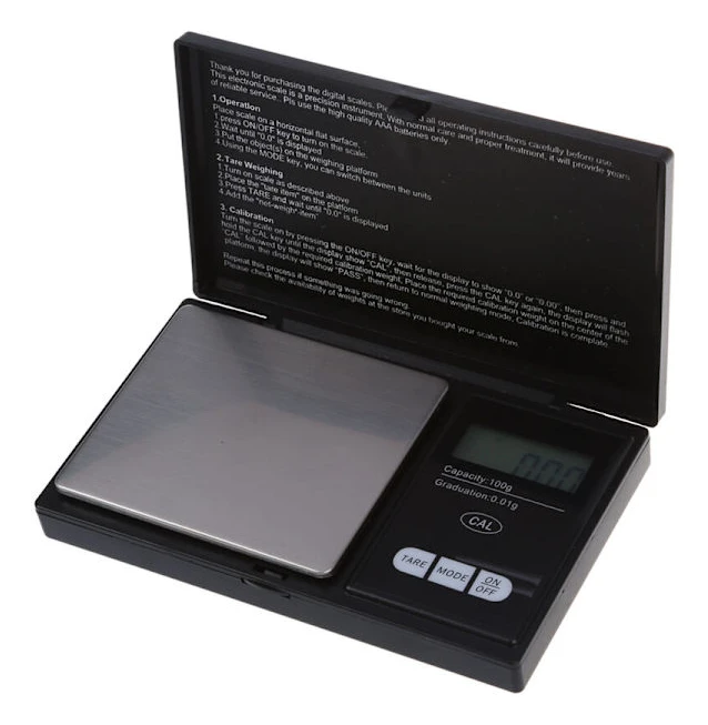100G X 0,01G Mini LCD Digital Fickguld Våg Svart