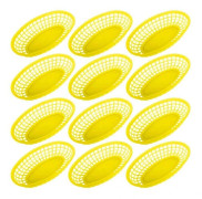 12 st Förvaringskorg Ihålig Design Porslin Plast Bröd Snabbmat Snacks Tallrik för Hemmet Yellow