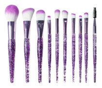 10PCS Glitter Shinng Crystal Makeup Brushes Set Cosmetic Beauty Powder Brush Concealer Eye Shadow Complete Makeup Kit Tool Women